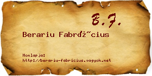 Berariu Fabrícius névjegykártya